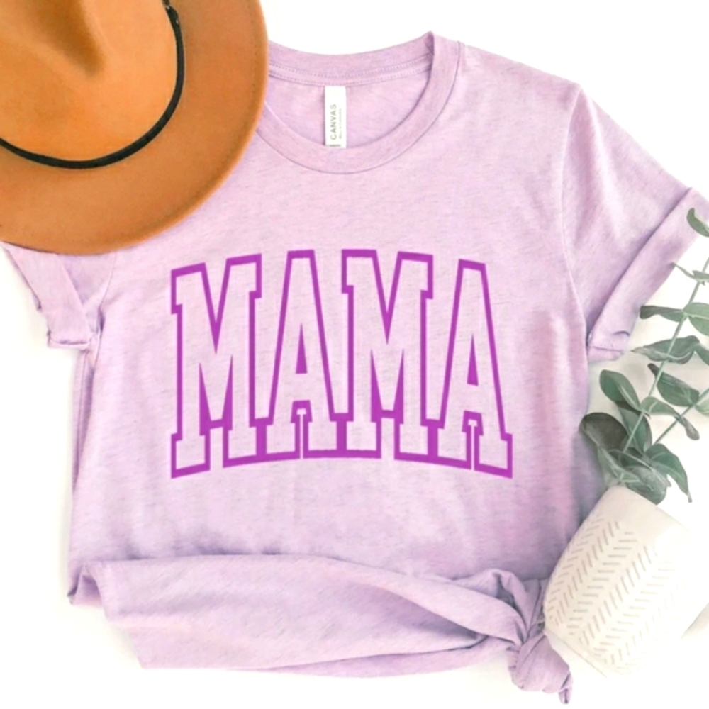 MAMA Puff Print Heather Prism Lilac Unisex Tshirt